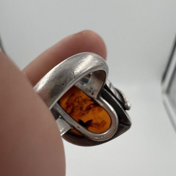 925 Solid Sterling Baltic Amber Large Designer Ring Size 8 Handmade Tested Bonus - Picture 6 of 15